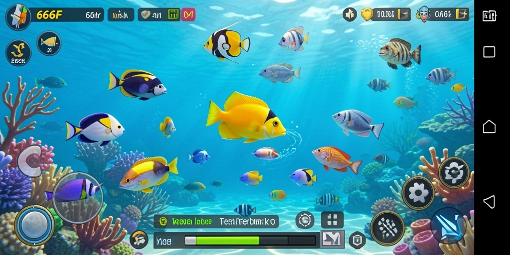 Screenshot utama gameplay 666F menampilkan momen seru Tembak Ikan.