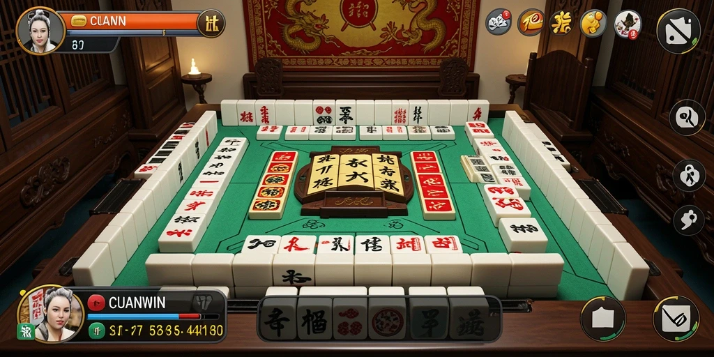 Screenshot gameplay CUANWIN menampilkan aksi dan strategi Mahjong yang mengasyikkan.