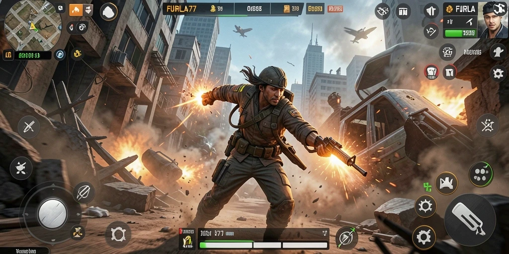 Tampilan menegangkan dari gameplay FURLA77 dengan pertempuran yang intens.