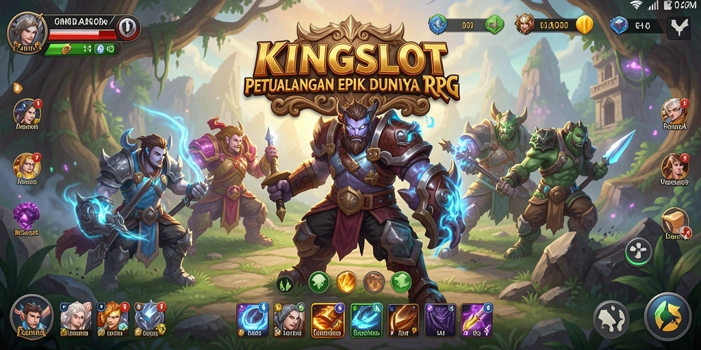 Screenshot gameplay KINGSLOT menampilkan aksi pertempuran yang mengasyikkan.