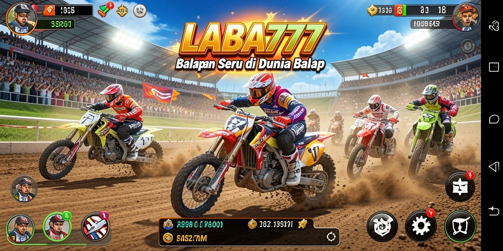 Tangkapan layar LABA777 menampilkan aksi balapan yang mendebarkan.