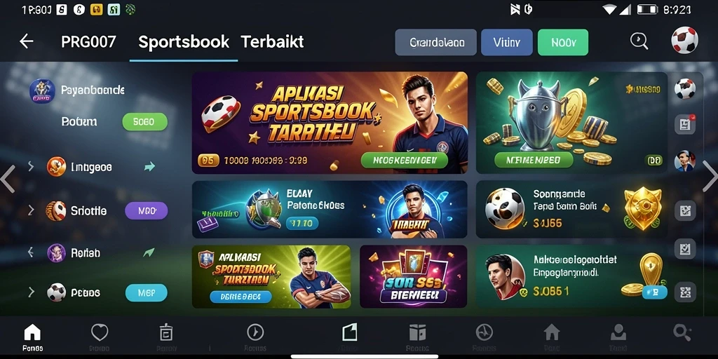 Tampilan gameplay PRG007 dengan berbagai pilihan taruhan olahraga.