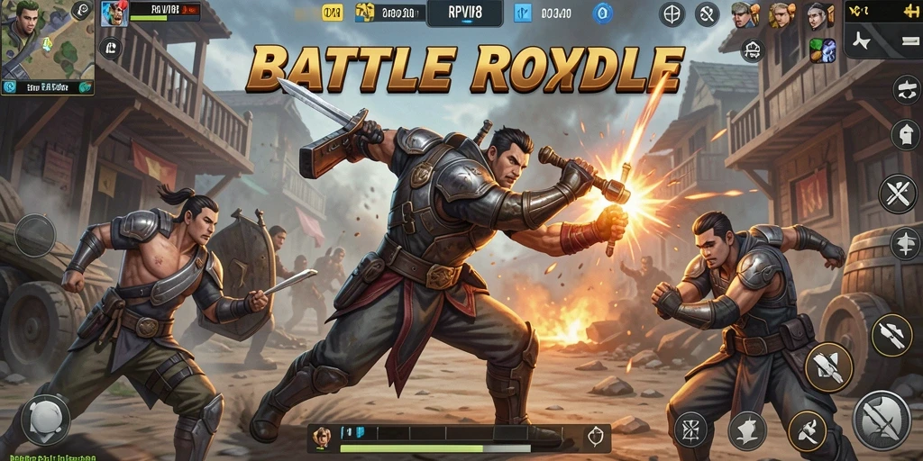 Tangkapan layar utama RPVIP8 menampilkan aksi pertempuran mendebarkan dalam game Battle Royale.