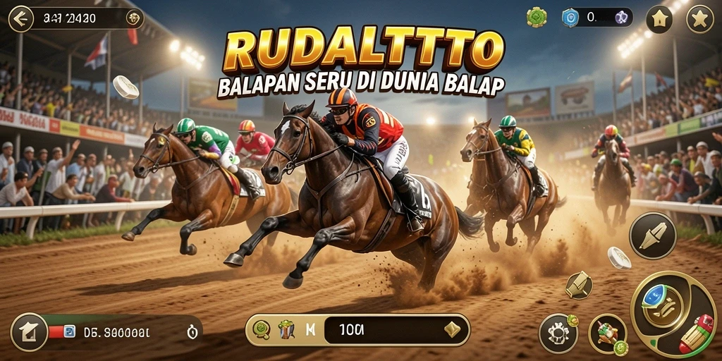 Screenshot RUDALTOTO menampilkan aksi balapan yang mendebarkan.