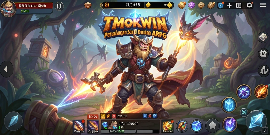 Screenshot menampilkan aksi pertarungan epik dalam dunia ARPG TMOKWIN.